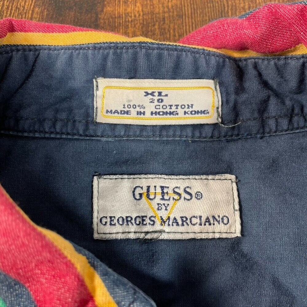 Vintage GUESS by Georges Marciano: Striped multi color‎ Button Down Top - Picture 3 of 5